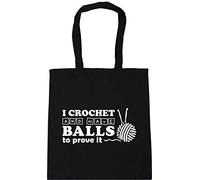 Hippowarehouse I crochet and have the balls to prove it Tote Shopping Gym Beach Bag 42cm x38cm, 10 litres