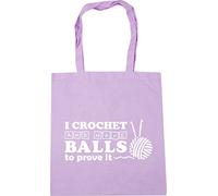 Hippowarehouse I crochet and have the balls to prove it Tote Shopping Gym Beach Bag 42cm x38cm, 10 litres