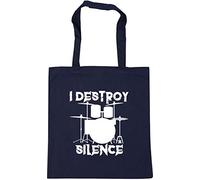 Hippowarehouse I destroy silence Tote Shopping Gym Beach Bag 42cm x38cm, 10 litres