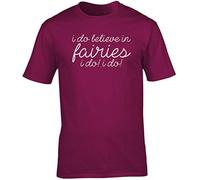 Hippowarehouse I do Believe in Fairies I do I do Unisex Short Sleeve t-Shirt (Specific Size Guide in Description) Maroon