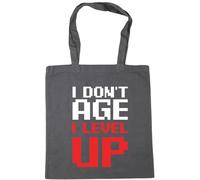 Hippowarehouse I don't age, I level up Tote Shopping Gym Beach Bag 42cm x38cm, 10 litres