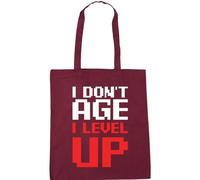 Hippowarehouse I don't age, I level up Tote Shopping Gym Beach Bag 42cm x38cm, 10 litres