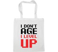 Hippowarehouse I don't age, I level up Tote Shopping Gym Beach Bag 42cm x38cm, 10 litres