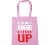 Hippowarehouse I don't age, I level up Tote Shopping Gym Beach Bag 42cm x38cm, 10 litres