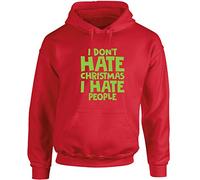 Hippowarehouse I don't hate christmas I hate people unisex Hoodie hooded top (Specific size guide in description) Red