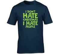 Hippowarehouse I Don't Hate Christmas I Hate People Unisex Short Sleeve t-Shirt (Specific Size Guide in Description) Navy Blue