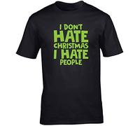 Hippowarehouse I Don't Hate Christmas I Hate People Unisex Short Sleeve t-Shirt (Specific Size Guide in Description) Black