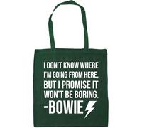 Hippowarehouse I Don't Know Where I'm Going from Here, But I Promise It Won't Be Boring Bowie Quote Unisex Hoodie Hooded top Tote Shopping Gym Beach Bag 42cm x38cm, 10 litres