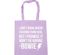 Hippowarehouse I Don't Know Where I'm Going from Here, But I Promise It Won't Be Boring Bowie Quote Unisex Hoodie Hooded top Tote Shopping Gym Beach Bag 42cm x38cm, 10 litres
