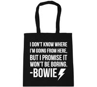Hippowarehouse I Don't Know Where I'm Going from Here, But I Promise It Won't Be Boring Bowie Quote Unisex Hoodie Hooded top Tote Shopping Gym Beach Bag 42cm x38cm, 10 litres