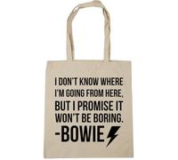 Hippowarehouse I Don't Know Where I'm Going from Here, But I Promise It Won't Be Boring Bowie Quote Unisex Hoodie Hooded top Tote Shopping Gym Beach Bag 42cm x38cm, 10 litres