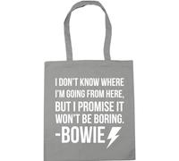 Hippowarehouse I Don't Know Where I'm Going from Here, But I Promise It Won't Be Boring Bowie Quote Unisex Hoodie Hooded top Tote Shopping Gym Beach Bag 42cm x38cm, 10 litres