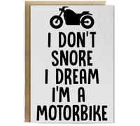 Hippowarehouse I don't snore I dream I'm a motorbike Birthday Card A5 Personalised with envelope for him for her Funny Cards for Men and Women Blank inside option