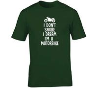 Hippowarehouse I Don't Snore I Dream I'm a Motorbike Unisex Short Sleeve t-Shirt (Specific Size Guide in Description) Forest Green