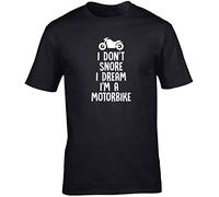 Hippowarehouse I Don't Snore I Dream I'm a Motorbike Unisex Short Sleeve t-Shirt (Specific Size Guide in Description) Black