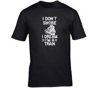 Hippowarehouse I Don't Snore, I Dream I'm a Train Unisex Short Sleeve t-Shirt (Specific Size Guide in Description) Black