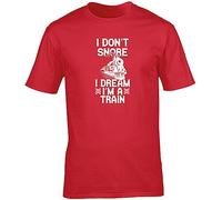Hippowarehouse I Don't Snore, I Dream I'm a Train Unisex Short Sleeve t-Shirt (Specific Size Guide in Description) Red