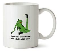 Hippowarehouse I get Knocked Down but I Fall with Style - Sassy Frog Printed Mug Various Colour Options Ceramic Cup Kitchenware 10oz