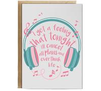 Hippowarehouse I Got a Feeling That Tonight I'll Cancel All Plans and Overthink Life Personalised Card A6 with envelope for him for her Funny Cards for Men and Women Blank inside option