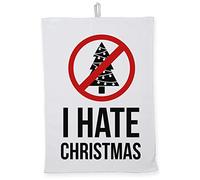 Hippowarehouse I hate Christmas anti holiday spirit funny sign christmas tree announcement Tea Towel Eco Printed Dish Cloth Kitchen accessory 50cmx70cm 100% Cotton