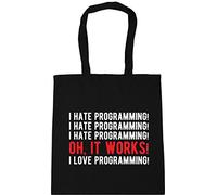 Hippowarehouse I hate programming! I hate programming! I hate programming! Oh, it works! I love programming! Tote Shopping Gym Beach Bag 42cm x38cm, 10 litres