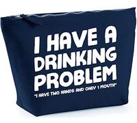 Hippowarehouse I have a drinking problem ''I have two hands and only 1 mouth'' printed make up cosmetic wash bag 18x19x9cm