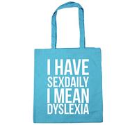 Hippowarehouse I Have Sex Daily I Mean Dyslexia Tote Shopping Gym Beach Bag 42cm x38cm, 10 litres