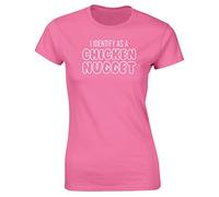Hippowarehouse I Identify as a Chicken Nugget Womens Fitted Short Sleeve t-Shirt (Specific Size Guide in Description) Pink