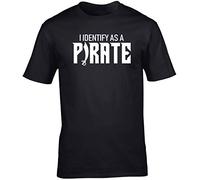 Hippowarehouse I Identify as a Pirate Unisex Short Sleeve t-Shirt (Specific Size Guide in Description) Black