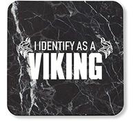 Hippowarehouse I identify as a viking printed coaster gloss finish durable backing 9cm x 9cm 2 pack
