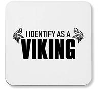 Hippowarehouse I identify as a viking printed coaster gloss finish durable backing 9cm x 9cm 2 pack