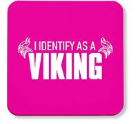 Hippowarehouse I identify as a viking printed coaster gloss finish durable backing 9cm x 9cm 2 pack