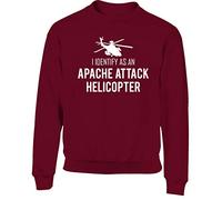 Hippowarehouse I Identify as an Apache Attack Helicopter Kids Children's Unisex Jumper Sweatshirt Pullover Maroon