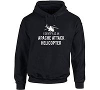 Hippowarehouse I Identify as an Apache Attack Helicopter Unisex Hoodie Hooded top (Specific Size Guide in Description) Black