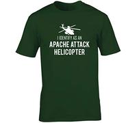Hippowarehouse I Identify as an Apache Attack Helicopter Unisex Short Sleeve t-Shirt (Specific Size Guide in Description) Forest Green