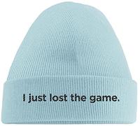 Hippowarehouse I just Lost The Game Embroidered Beanie Hat Blue with Black Stitch