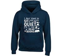 Hippowarehouse I Just Want to Sit Somewhere Quiet and Read Books Kids Children's Unisex Hoodie Hooded top Navy