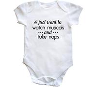 Hippowarehouse I Just Want to Watch Musicals and Take Naps Theatre baby vest bodysuit (short sleeve) boys girls