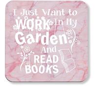 Hippowarehouse I Just Want To Work In My Garden And Read Books printed coaster gloss finish durable backing 9cm x 9cm 2 pack