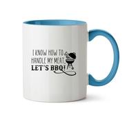 Hippowarehouse I Know How to Handle My Meat, Let's Grill Printed Mug Various Colour Options Ceramic Cup Kitchenware 11oz