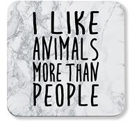 Hippowarehouse I like animals more than people pack of 2 coasters gloss finish durable backing 9cm x 9cm
