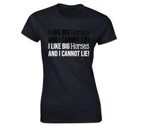 Hippowarehouse I Like Big Horses and i Cannot Lie Womens Fitted Short Sleeve t-Shirt (Specific Size Guide in Description) Black