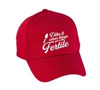 Hippowarehouse I Like it When Things get a Little Fertile Premium Printed 5 Panel Baseball Cap hat OneSize Adults Red
