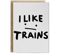 Hippowarehouse I like trains Personalised Card A6 with envelope for him for her Funny Cards for Men and Women Blank inside option