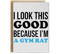 Hippowarehouse I Look This Good Because I'm A Gym Rat Birthday Card A5 Personalised with envelope for him for her Funny Cards for Men and Women Blank inside option
