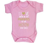 Hippowarehouse I love both my mummys to the moon and back baby vest bodysuit (short sleeve) boys girls