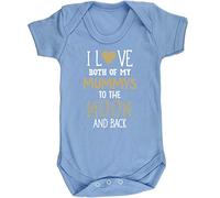Hippowarehouse I love both my mummys to the moon and back baby vest bodysuit (short sleeve) boys girls