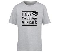 Hippowarehouse I Love Broadway Musicals Kids Children's Short Sleeve t-Shirt Grey