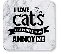 Hippowarehouse I Love Cats It's People That Annoy Me printed coaster gloss finish durable backing 9cm x 9cm 2 pack