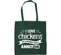Hippowarehouse I Love Chickens It's People That Annoy Me Tote Shopping Gym Beach Bag 42cm x38cm, 10 litres